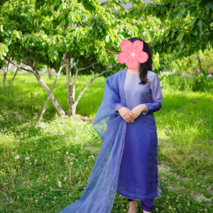 Blue and white Gold SequinSheesha silk