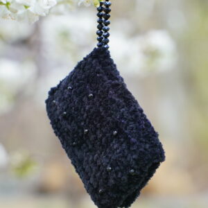 Velvet Crochet Clutch - Black